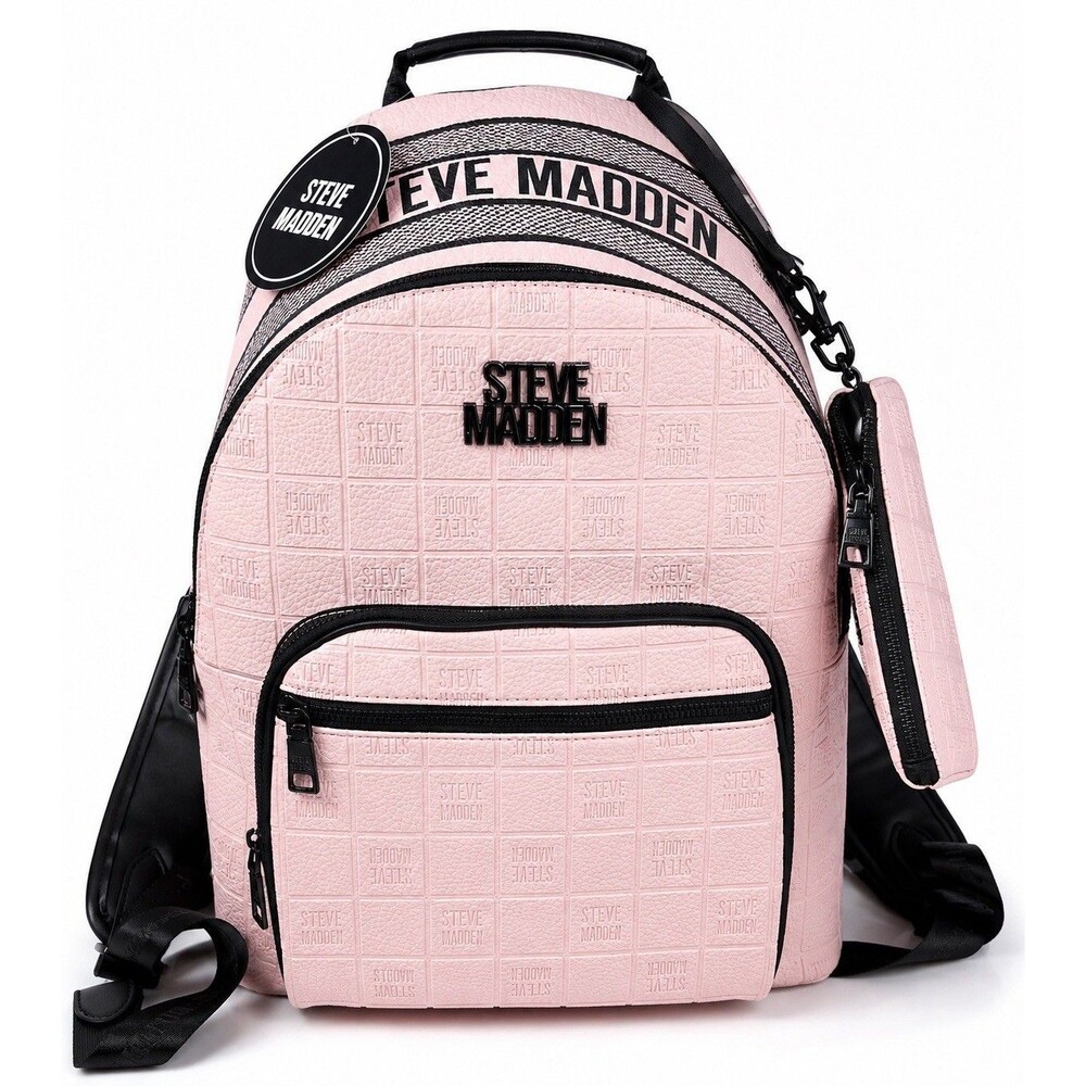 Steve Madden ZIA Backpack Clay Pink Black Logo Embossed NWT MSRP $108